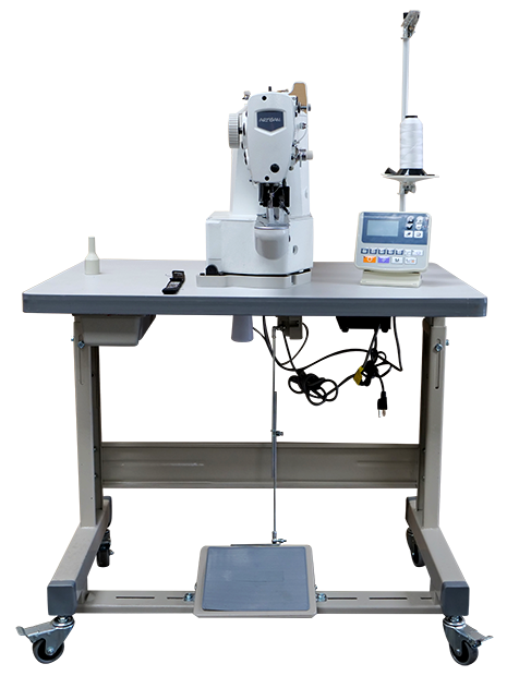 The Artisan LK-1900AN B-H Heavy-Weight High-Speed Computer Controlled Bartacking Industrial Sewing Machine has a DD (Direct Drive) electronic servo motor.